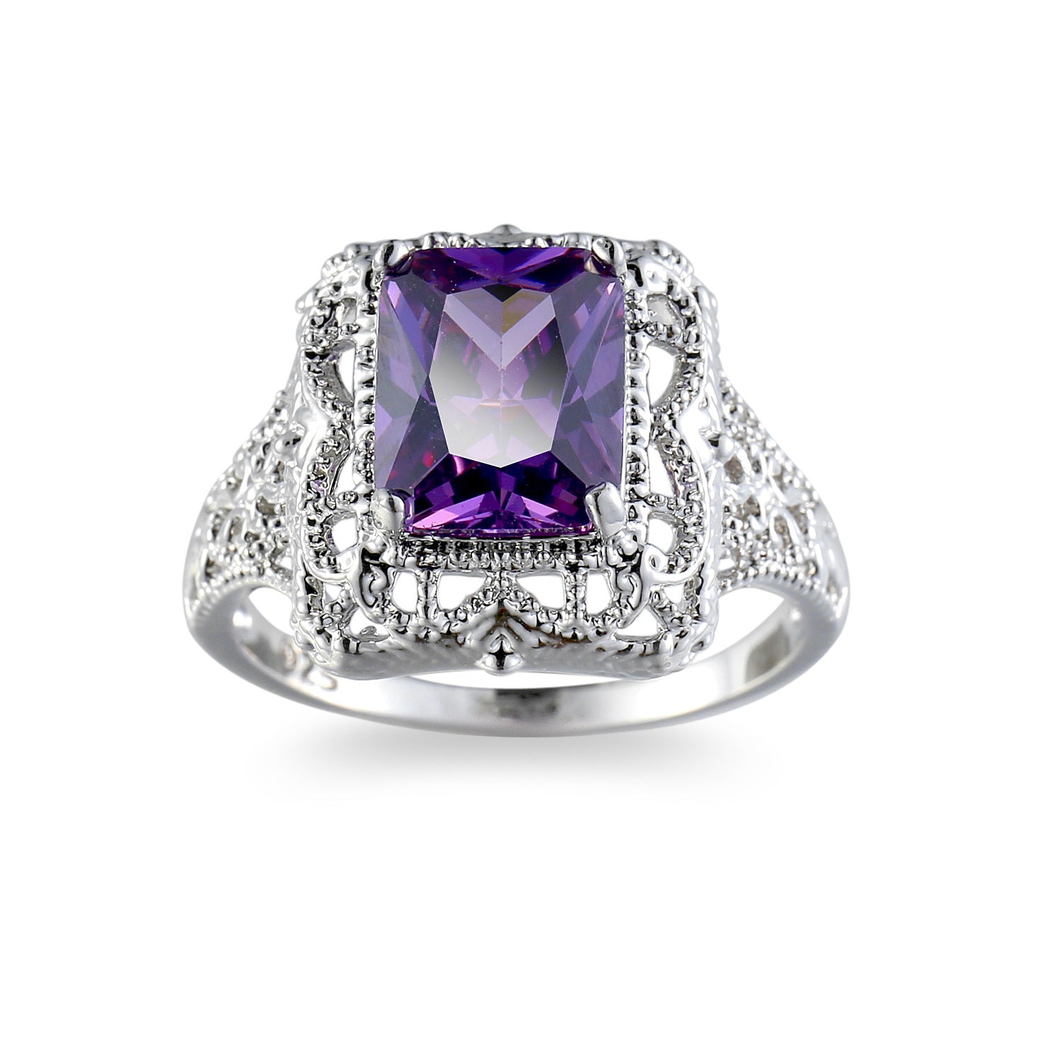 Cross-border Hot Jewelry Men's And Women's Purple Zircon Fashion Ring Retro Hollow Jewelry Simple Joker Jewelry Wholesale