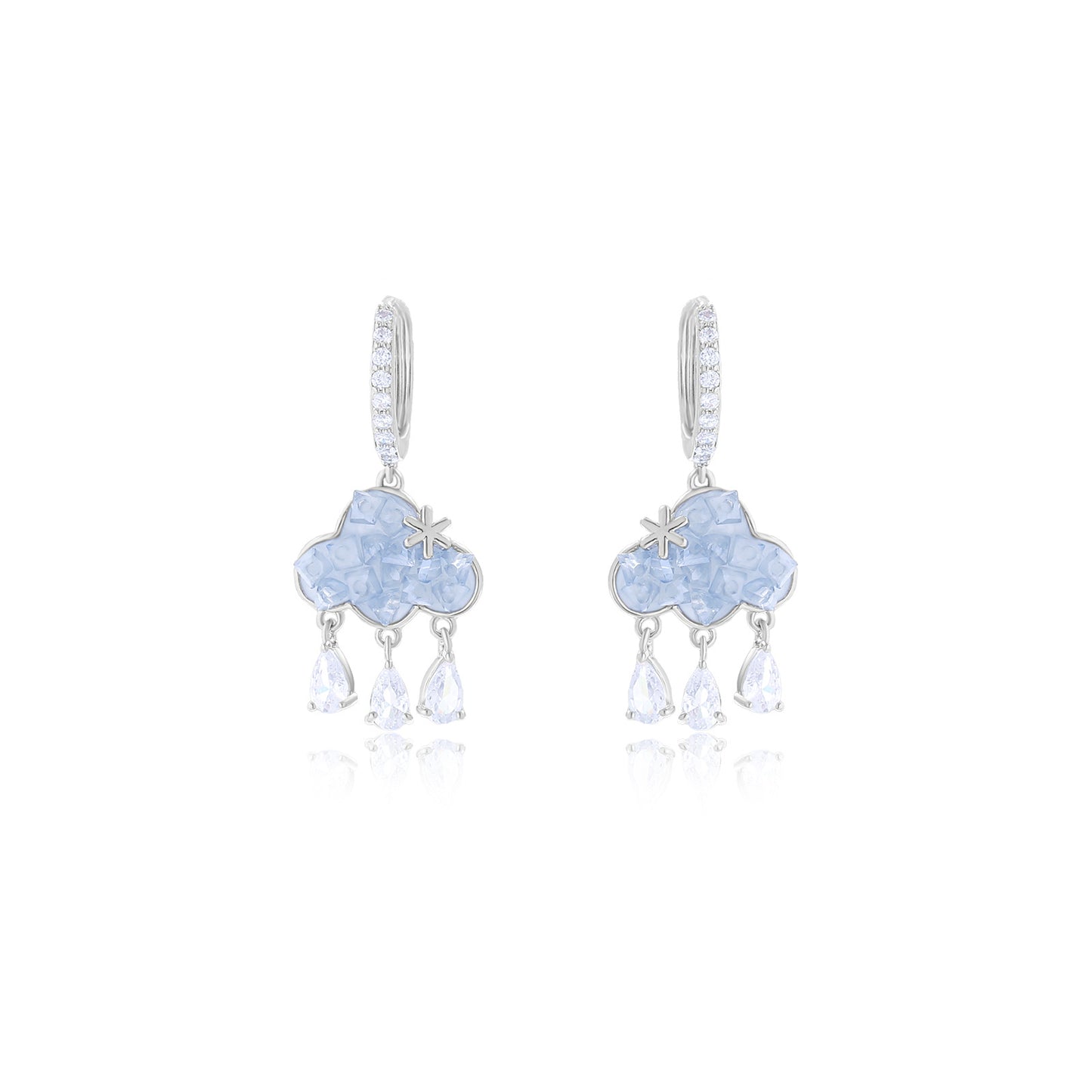 925 Sterling Silver Clouds Raindrops Tassel Earrings