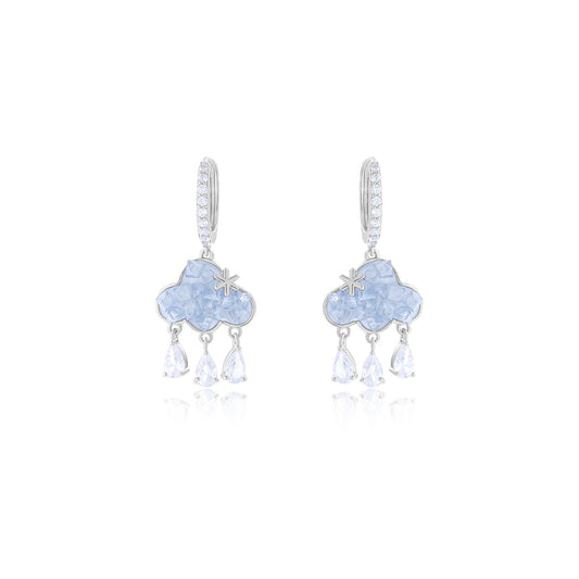 925 Sterling Silver Clouds Raindrops Tassel Earrings