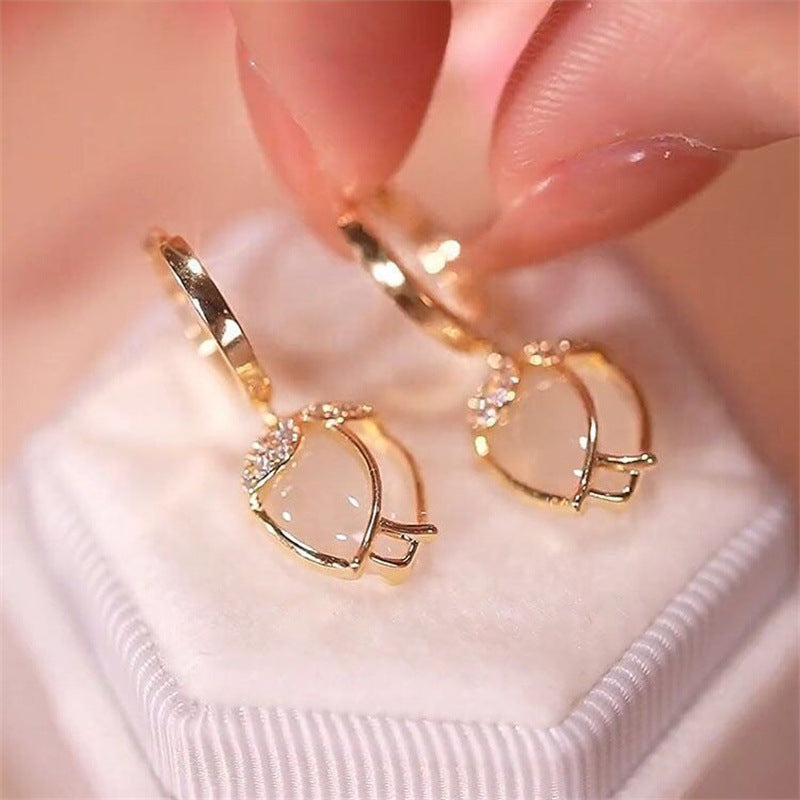 Tulip Opal Earrings Simple Fashion All-match Elegant Earrings High-grade Earrings