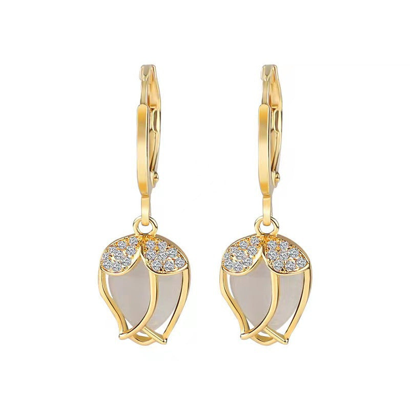 Tulip Opal Earrings Simple Fashion All-match Elegant Earrings High-grade Earrings