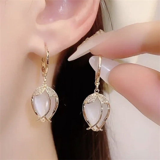 Tulip Opal Earrings Simple Fashion All-match Elegant Earrings High-grade Earrings