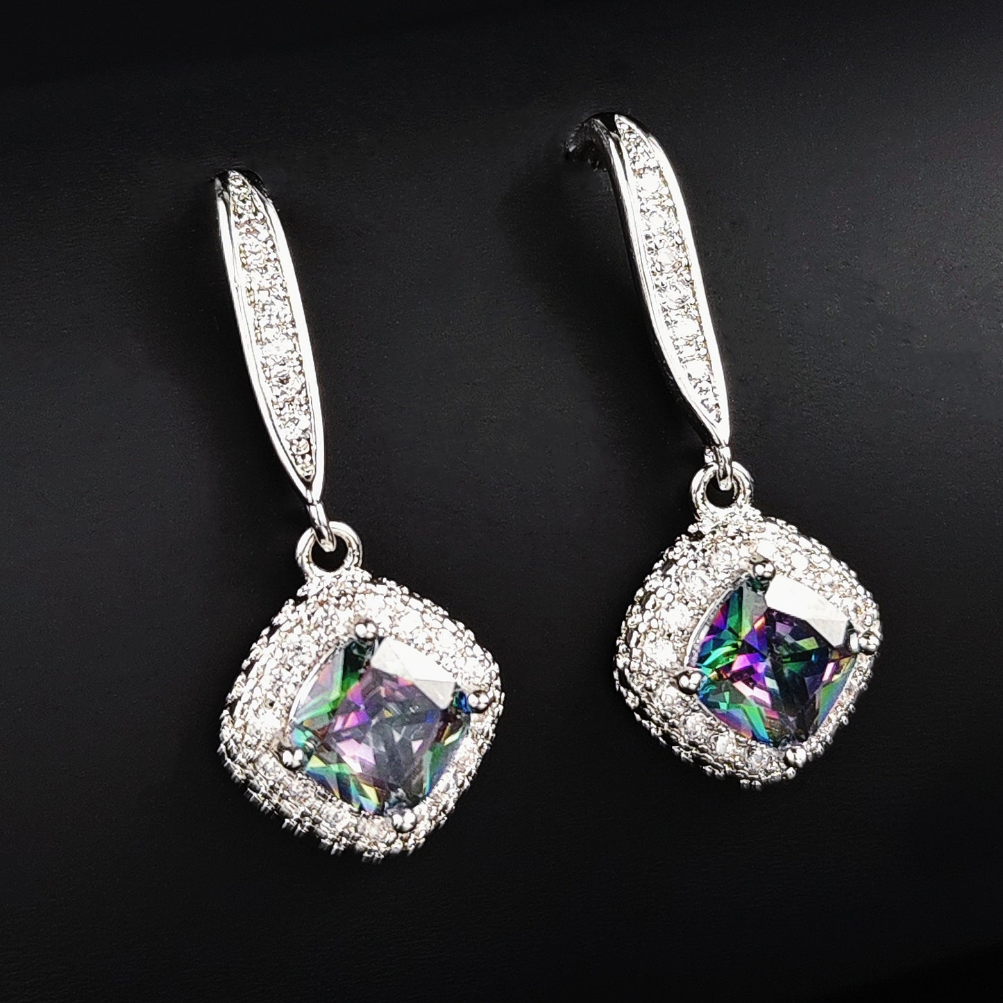 Wish Hot Selling New High-end Atmosphere Joker Square Zircon Earrings European And American Ladies Jewelry Wholesale E6761