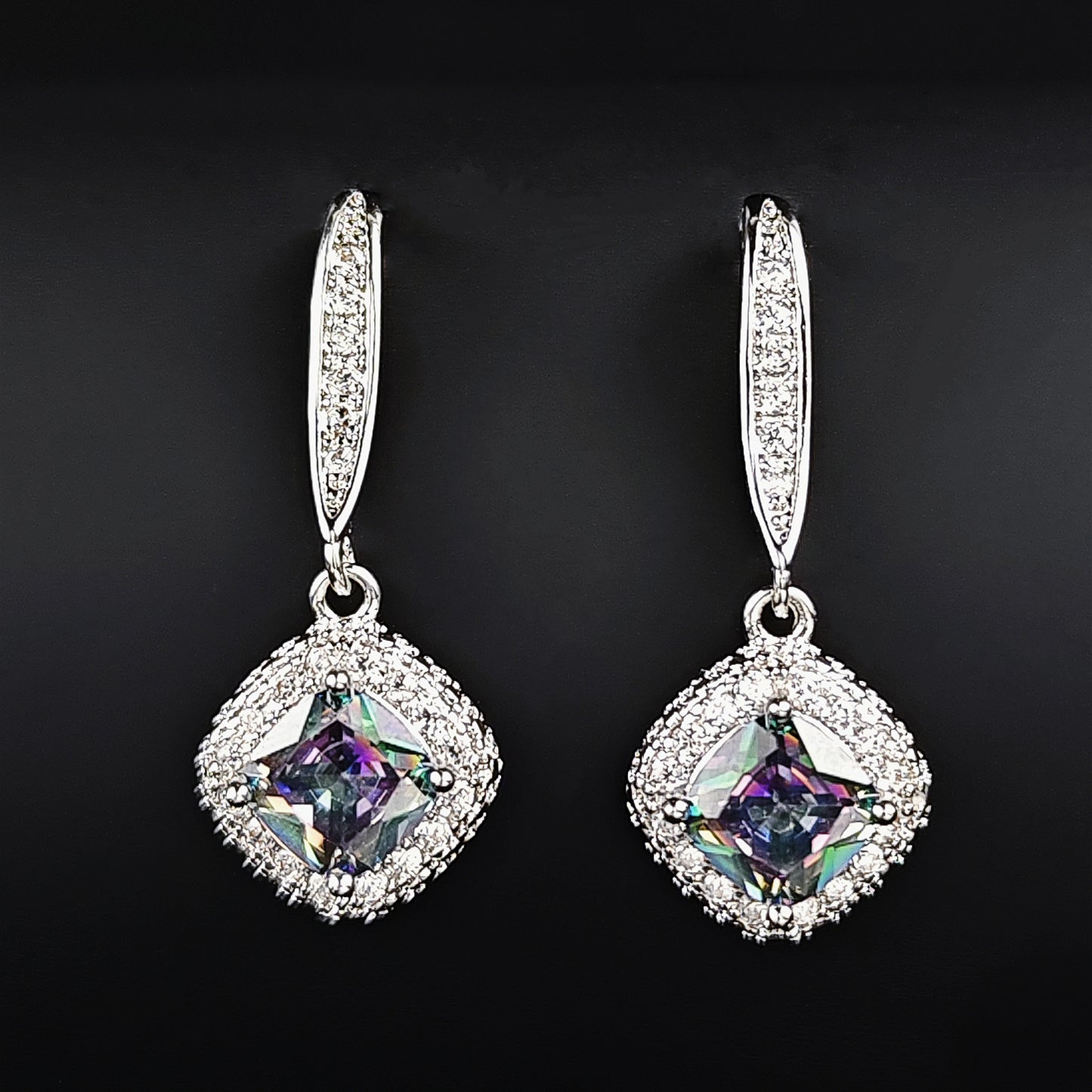 Wish Hot Selling New High-end Atmosphere Joker Square Zircon Earrings European And American Ladies Jewelry Wholesale E6761