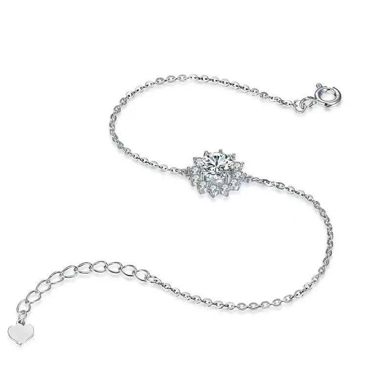 New Sterling Silver S925 Sunflower Moissanite Cross-border Bracelet Online Live Broadcast Women's Niche Light Luxury Jewelry Direct Sales