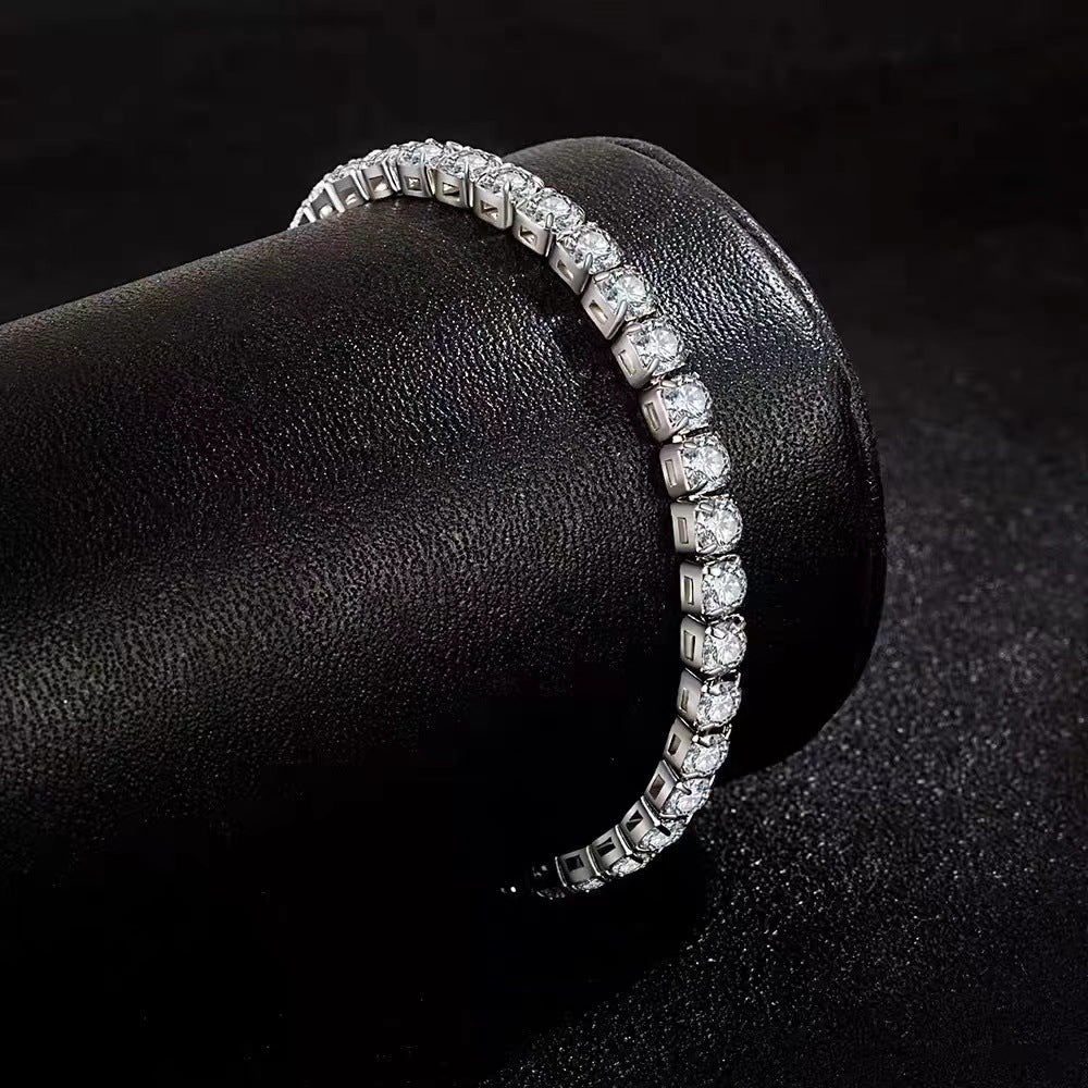 Silver New High Carbon Diamond Bracelet Men And Women 5mm Bracelet Wearing