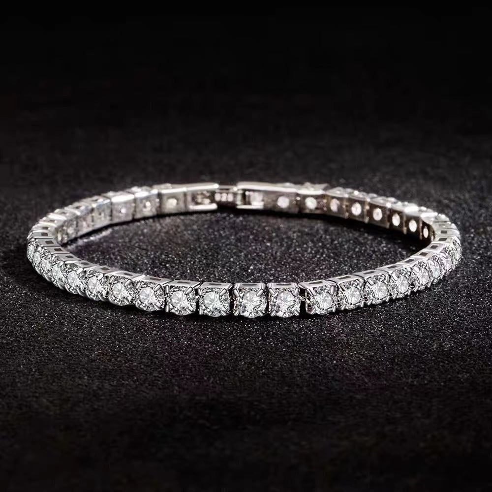 Silver New High Carbon Diamond Bracelet Men And Women 5mm Bracelet Wearing